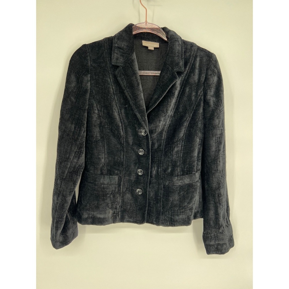 Croft & Barrow Velvet Blazer Jacket Career Office Black Fitted Size 6